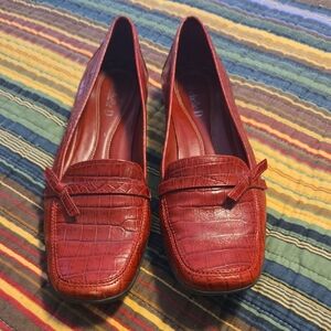 Michelle D Red Textured Loafers